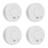 Smartwares Juego de 4 Detectores de Humo - Sensores Ópticos - 10 Años de Vida - 5 Años de Batería Reemplazable - Botón de Prueba - 85 DB - FSM-11514